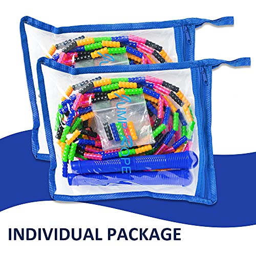 Double Dutch Jump Rope 16 Ft 2 Pack, Long Jump Rope for Kids Adults, Skipping Rope Soft Beaded Multiperson