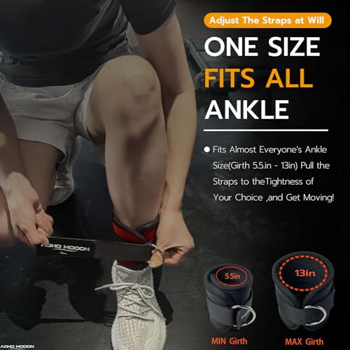 AOHO MOOON Ankle Strap (1 Pieces) for Cable Machine Women - Gym Workout Leg Strap, Premium Padding Ankle Cuffs, Glute Kickback Exercises Equipment, Pulley Attachment, One Size Fit All - color: Red