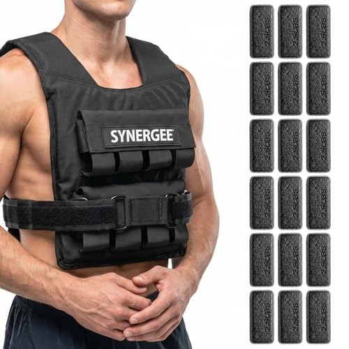 Synergee Weighted Vest – 20 30 40 lb Adjustable Options - color: 40LB