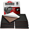 X-PROTECTOR Non Slip Furniture Pads - 8 pcs Premium Furniture Grippers 4"! | Self-Adhesive Rubber Feet Furniture Feet - Ideal Non Skid Furniture Pad Floor Protectors - Keep Furniture in Place! - size: 8 Square 4"