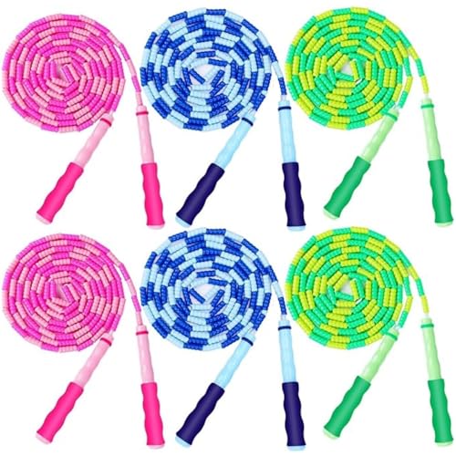 GRAWUN Jump Rope For Kids, Soft Beaded Jump Rope, Adjustable Length Tangle-Free Segmented Soft Beaded Skipping Rope，for Women, Men and Kids Keeping Fit, Workout and Weight Loss - color: 6 Pack