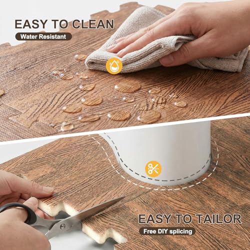 24 Pack EVA Interlocking Foam Floor Tiles, 11.8"x11.8"x0.4" Protective Gym Flooring Mats, Non-Slip Puzzle Exercise Mat for Home Gym, Garage, Playroom, Aerobic Bike - color: Dark Brown