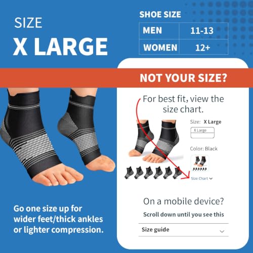 6 Pairs Compression Socks Men & Women Ankle Brace Plantar Fasciitis Socks | Ankle Compression Sleeve with Arch Support for Plantar Fasciitis Relief, Achilles Tendonitis Relief, Heel Pain & Swelling - color: Black(6 Pairs), size: X-Large (6 Pair)