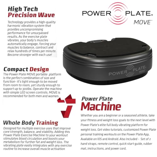 Power Plate Move Vibration Plate Machine - Professional Whole Body Vibration Platform for Home Gym, Weight Loss & Recovery - Compact Design with PrecisionWave Technology, 6 Modes & 300lb Capacity - style: Titanium MOVE