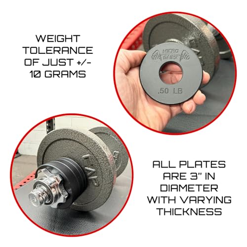 Micro Gainz Standard 1-Inch Center Hole Fractional Weight Plates Set of 2 Plates, Choose Set (.25LB-1.25LB), Designed for Standard 1-inch Barbells & Dumbbells, Made In USA - color: .50lb Black