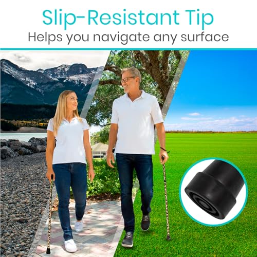 Vive Folding Cane - Foldable Walking Cane for Men, Women - Fold-up, Collapsible, Lightweight, Adjustable, Portable Hand Walking Stick - Balancing Mobility Aid - Sleek, Comfortable - color: Leopard