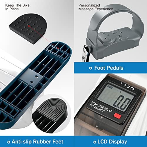 Under Desk Bike Pedal Exerciser Portable Mini Home Exercise Bike with 5LBS Flywheel Sitting Peddler Exerciser for Seniors Legs and Arms Trainer Physical Therapy Equipment Fitness Exercise Bicycle - style: white