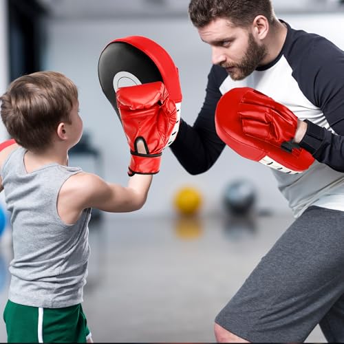 2 Pairs Boxing Mitts Boxing Curved Focus Punching Mitts Kickboxing Striking Pads for Men Women Martial Taekwondo Karate Muay Thai