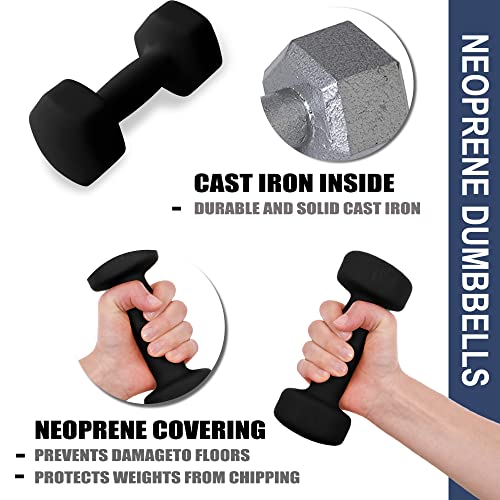 Balelinko Home Gym Equipment Workouts Strength Training Weight Loss Pilates Weights Yoga Sets Weights for Women, Men, Seniors and Youth - color: Black, style: 1 LB, Pair
