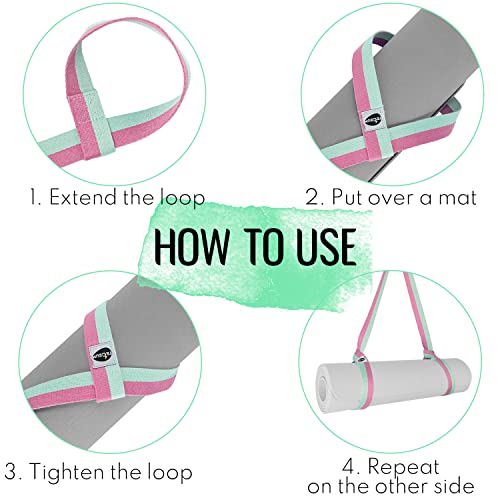 TECEUM Yoga Mat Strap – Extra Soft & Thick Cotton Carrier for All Mats | Adjustable Skin-friendly & Non-Slip Mat Holder Sling in 30+ Colors [Mat Not Included] - color: Lavander Green, size: 64 IN