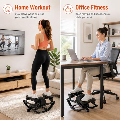 Rock Stepper Side to Side Portable Lateral Rocking Stepper with Digital Display and Non-Slip Mat Mini Steppers for Exercise at Home - color: All Black