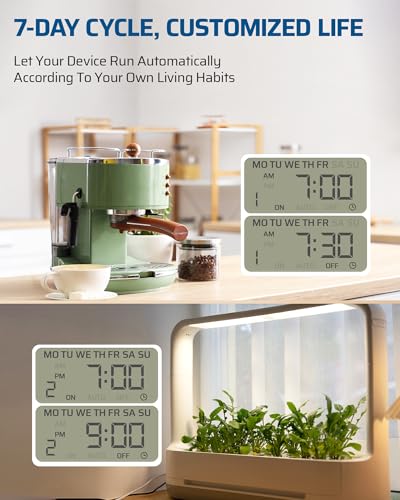 DEWENWILS 7 Day Heavy Duty Timers for Electrical Outlets, Dual Outlet Digital Timer, 3 Prong Programmable Light Timer for Indoor Lamp, Light, Fan, Pets, Home, Kitchen, Office, 125V 60Hz, 1 Pack - color: 7day, size: 1pack