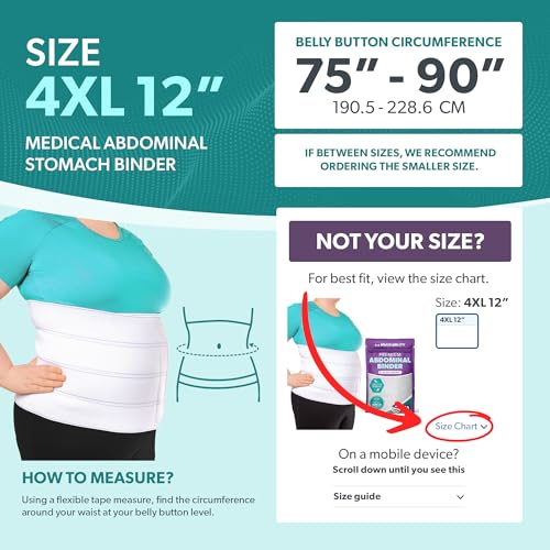 BraceAbility Plus Size Abdominal Binder for Post Surgery Recovery - Bariatric Stomach Hernia Belt, Post Partum Waist Binder, Diastasis Recti Obese Belly Support Band for Big Men and Women (4XL 12") - size: 4XL 12"