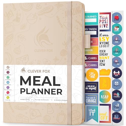 Clever Fox Weekly Meal Planner - Weekly & Daily Meal Prep Journal with Shopping and Grocery Lists for Menu Planning, Healthy Diet & Weight Loss Tracking, Lasts 1 Year, Undated, A5 - Seashell - color: Seashell