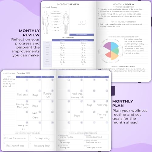 Clever Fox Fitness & Food Journal, Workout Planner, 5.8"x8.3" Purple | Lasts 3 months, undated hardcover exercise & weight loss journal for women, gym, diet, meal tracker, calorie counter book - color: Purple, size: A5 (5.8'' x 8.3'')