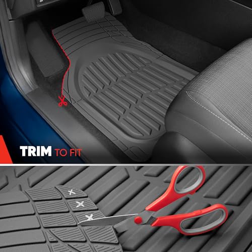 Motor Trend FlexTough LITE Rubber Car Mats Full Set - All Weather Floor Mats for Trucks, Cars & SUVs - Automotive Waterproof Gray Car Floor Mats for Cars Interior Accessories Universal Trim-to-Fit - color: Gray Lite, style: Full Set