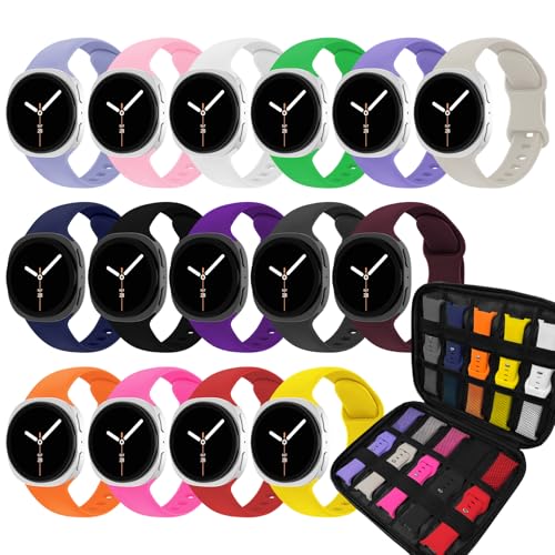 Silicone Bands with Storage Case Compatible for Samsung Galaxy Watch 8 Band 40mm 44mm/Galaxy Watch 8 Classic 46mm,No Gap Sport Wristband Breathable Replacement Strap Men Women