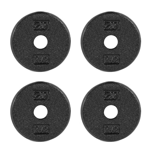 CAP Barbell Standard 1-Inch Cast Iron Weight Plates - Singles & Sets | 1.25-50 lbs | Multiple Options - color: Black, size: 2.5 lb - Set of 4