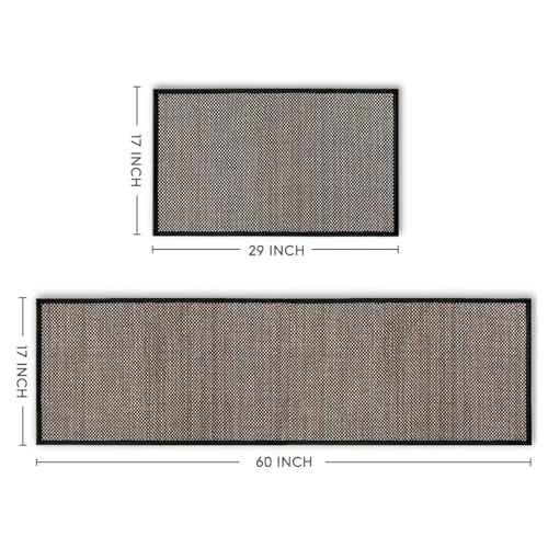 Artoid Mode Washable Non-Skid Kitchen Rugs and Mats Set of 2, Rubber Backing Home Decor Kitchen Mats for Floor Front of Sink Black - 17x29 and 17x60 Inch - color: Black, size: 17" x 29" /17" x 60"