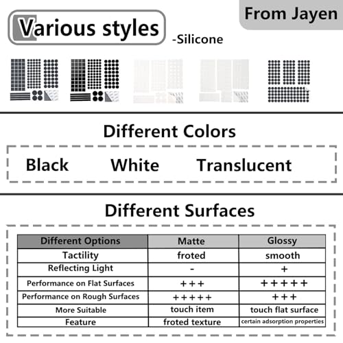 Jayen 160 Pcs Non Slip Self-Adhesive Silicone Cuttable Furniture Pads, Anti-Sliding Anti-Scratch Rubber Floor Protectors for Any Furniture and Appliances - Black (Matte) - size: Black
