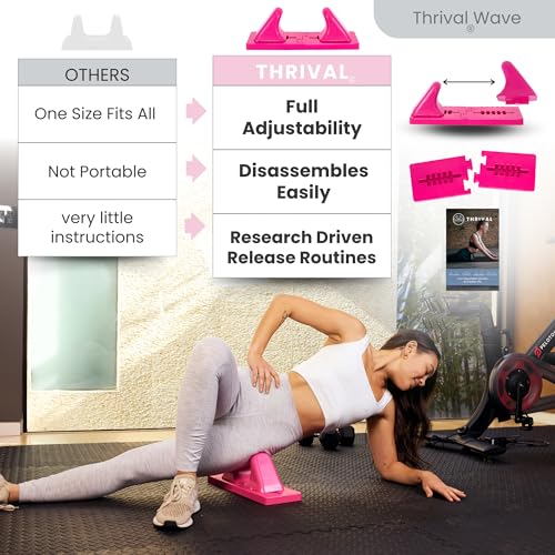 Thrival Wave - Fully Adjustable Psoas, Back and Hip Flexor Muscle Release Tool with Thrival App for Targeted Routines, Deep Tissue, Trigger Point Massage (Pink) – Made in USA - color: Pink, size: Thrival Wave
