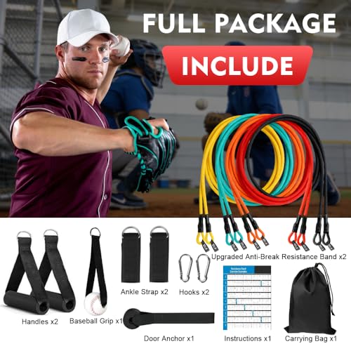 Baseball Resistance Bands Set – Baseball Pitching & Throwing Trainer with Arm Strength Training Bands for Youth Pitchers, Throwing Warm-Up, Arm Care and Softball Training Equipment - style: BSB02