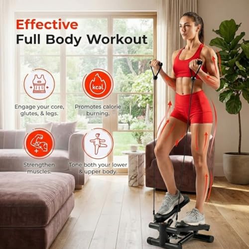 Compact Stepper Machine for Indoor Cardio & Leg Workout | Small Portable Step Exercise Equipment for At-Home Fitness | Quiet & Stable Fitness Stepper | Mini Stair Stepper for Home by ENERGI CORE