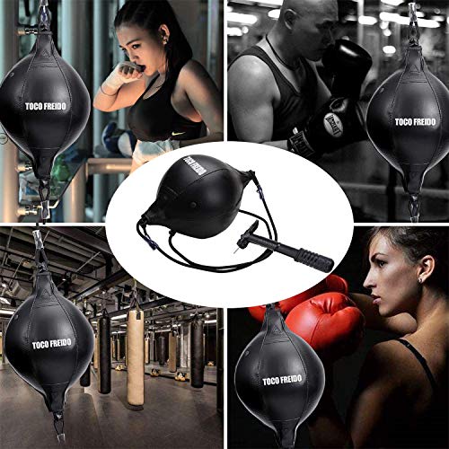 TOCO FREIDO Double End Punching Ball, Speed Bag with Difficulty Levels Boxing Reflex Ball with Headband, Perfect for Reaction, Agility, and Hand Eye Coordination Training - color: Black 0