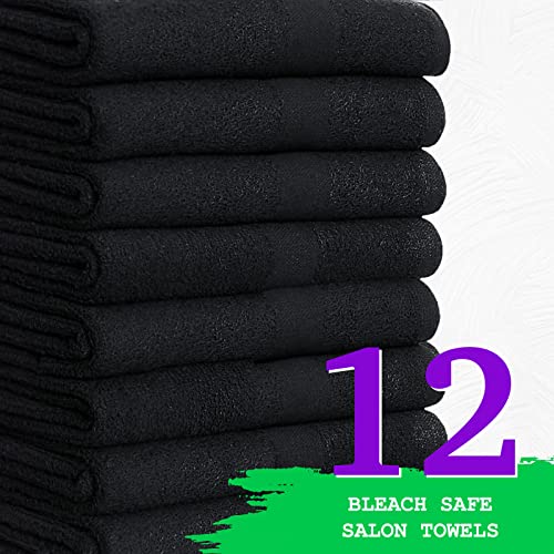 GREEN LIFESTYLE Black Microfiber Bleach Safe Towel Bulk Sets, Premium Spa Quality, Super Soft and Absorbent for Gym, Pool, Spa, Salon and Home (12 Pack) - color: Microfiber Black, size: 12 pack