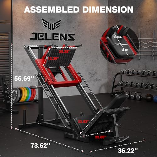 JELENS Leg Press Hack Squat Machine, Leg Machine for Home Gym with Linear Bearing, L11 Professional Adjustable Leg Exercise Machine, Lower Body Workout - color: Red, size: L11