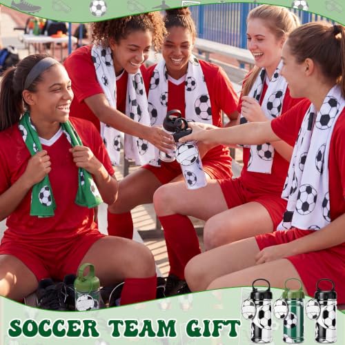 18 Set Soccer Cooling Towels with Plastic Container and Name Card 40"x12" Microfiber Breathable Chilly Ice Towel Sweat Towels Bulk for Neck Players Team Gift Sport Running Party Favors - style: Soccer 2