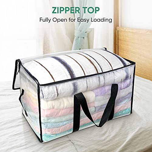 BALEINE 4-Pack Oversized Moving Bags with Reinforced Handles, Heavy-Duty Storage Tote for Clothes, Moving Supplies (Clear, 4-Pack) - color: Clear, size: 4-Pack