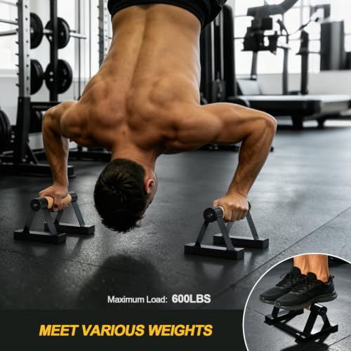 Parallettes Wooden Parallettes Calisthenics Bars Handstand Parallettes Bars | Calisthenics, Handstand, Floor Home Workouts, Metal Bracket Supports Up to 600 lbs for Fitness Training with Anti-Slip Grip