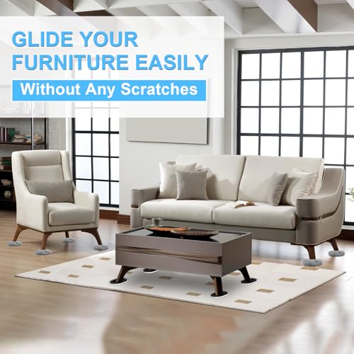 Furniture Sliders for Hardwood Floors: Multi-Surface 3-in-1 Movers Sliders | Moving Pads with 8PCS Carpet Sliders+4PCS Hard Floor Socks+1 Lifter - Protect Floor and Easily Move Furniture - size: 5.8*4.3in Oval 8+4+1Pack