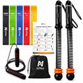 Ropeless Battle Ropes Workout Kit, AfNex Portable 3-in-1 Home Fitness Set with Cordless Weighted Handles, Resistance Bands, Adjustable Jump Rope, Carry Bag, Small Space Cardio & Strength Training Equipment