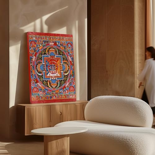 Monem Art Vintage Mandala of Jnanadakini Canvas - Retro Six-Armed Goddess Print - Tibet Art - Gift for Men & Women - Wall Decor for Living Room, Bedroom or Office - Available in 8x10 to 30x40 - color: Style-12