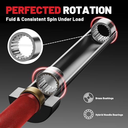 7FT Olympic Barbell 45lb,28MM 2 Inch Olympic Bar for No. 45 Steel,Olympic Weight Bars for Lifting,CrossFit,Bench Press,Deadlift,Squats,Strength Training bars - color: Red-500LBS