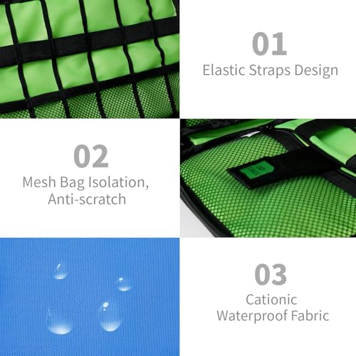 Lcsmaokin Electronics Travel Organizer,Portable Waterproof Electronic Travel Storage Bag for Small Charging Cord Storage,Charger,SD Card etc,for Travel,Business- Blue Green - color: C-Blue-Green, size: Single Layer