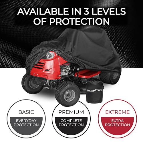 Tough Cover Riding Lawn Mower Cover - 90x56x59 in Black - Waterproof Protection for Zero Turn Mowers - UV & Snowproof Shield for Outdoor Storage - Drawstring Strap & Dust Guard for Tractor Accessories - color: XL - Premium - Black
