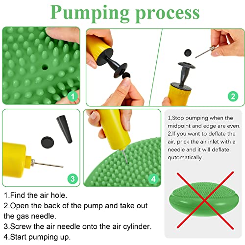 10 Pcs Wobble Cushion Wiggle Seat for Sensory Kid Flexible Seating Promotes Active Learning Improves Student Productivity Stability Inflated Balance Disc Pad with Air Pump for Classroom - color: Green