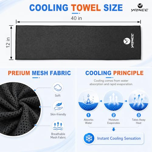 YQXCC 4 Pack Cooling Towels (40"x12"), Cool Neck Towel, Soft Breathable Microfiber for Gym, Yoga, Golf, Running, Camping & Summer Outdoor Activities - color: 4 Packs Dark Gray