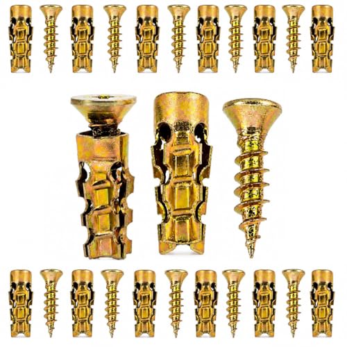 30PCS Hinge Repair Screw, 6×14mm Expansion Anchor Kit Door Hinge Thread Repair for Stripped Holes, Secure Cabinet Door Fastening with Expansion Anchors for Wood, Heavy-Duty Repair Screws