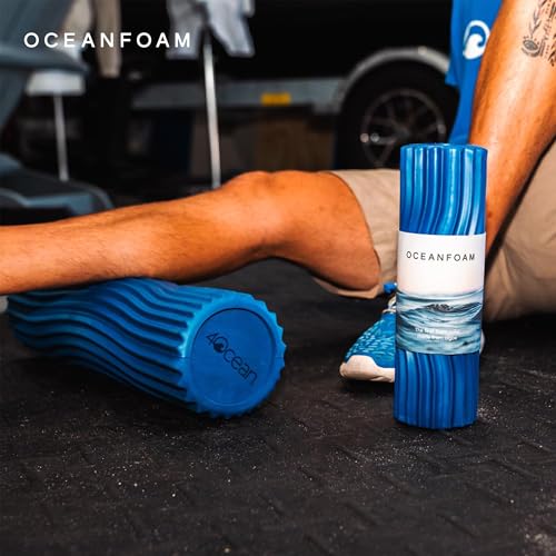 Oceanfoam x 4ocean Roller (Royal Blue) – Limited Edition Muscle Roller for Back Pain & Yoga - High Density Foam for Physical Therapy - Textured for Deep Tissue Massage - size: Travel Size (11" x 3.35")
