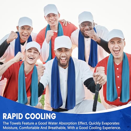 Hosuly 100 Pack Cooling Towels, 40"x12" Cooling Towels for Neck and Face Breathable Soft Chilly Sweat Rag Microfiber Sport Rags for Gym Yoga Golf Running - color: Dark Blue and Light Blue