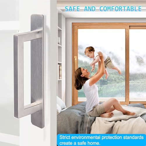 Self-Stick Adhesive Cabinet Handles - 6" Stainless Steel No-Drilling Easy Installation Handles for Cabinet Door Window Drawer & Refrigerator Microwave| Square Silver 2Pack - color: Square Stainless Steel, size: Small (5.83")