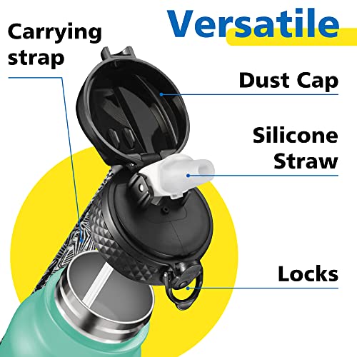 Han's Bottle Sports Water Bottle - 24 Oz, Straw Lid, Leak Proof, Vacuum Insulated Stainless Steel, Double Walled, Thermo Mug,Bubble Gum - color: Bubble Gum, size: 24 Ounces