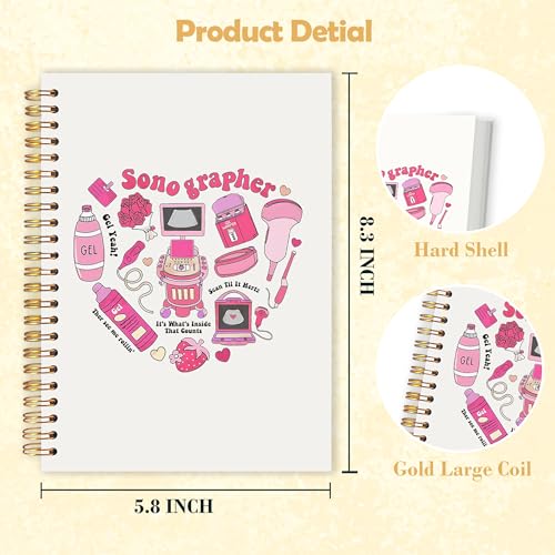 Sonographer Gifts Spiral Notebook 5.5x8.3 in, Ultrasound Tech Gifts for Women, Preppy Hot Pink Sonography Nurse Medical Hardcover Notebook Journal for Women Work - color: Preppy Hot Pink Sonography Nurse Medical