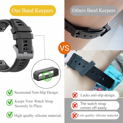 8Pack 26mm Watch Band Keeper Loops Compatible with Garmin Fenix 5X/6X/7X, Fenix 3/3 HR, Descent Mk2, Quatix, Tactix, D2 Series –Black Silicone Fastener Rings for Secure Fit