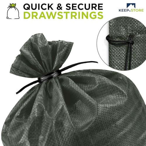Heavy Duty Sand Bags Pack of 24, Army Green Empty Sandbags with Built-In Ties, Woven Polypropylene UV Protection 1600 Hours, Fillable Bags for Flood Control, Weight, 18x24 inches, 60 Pounds Volume - size: 18"W x 24"L, style: Pack of 24