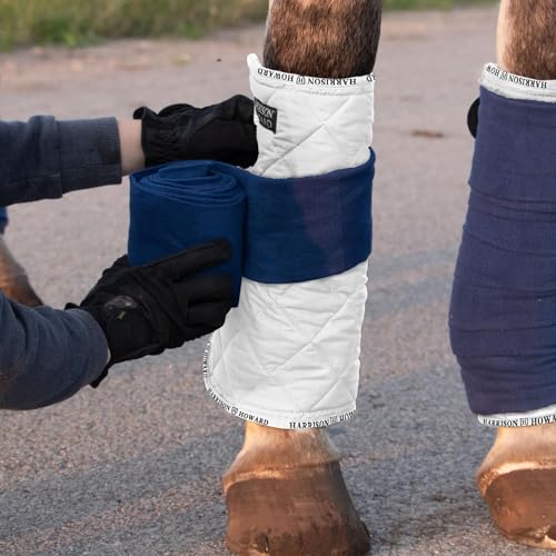 Harrison Howard Medicine-Retaining Shock-Absorbing Pressure Sores Prevention Quilted Leg Wraps for Horse Set of 4-White M - color: White, size: Medium